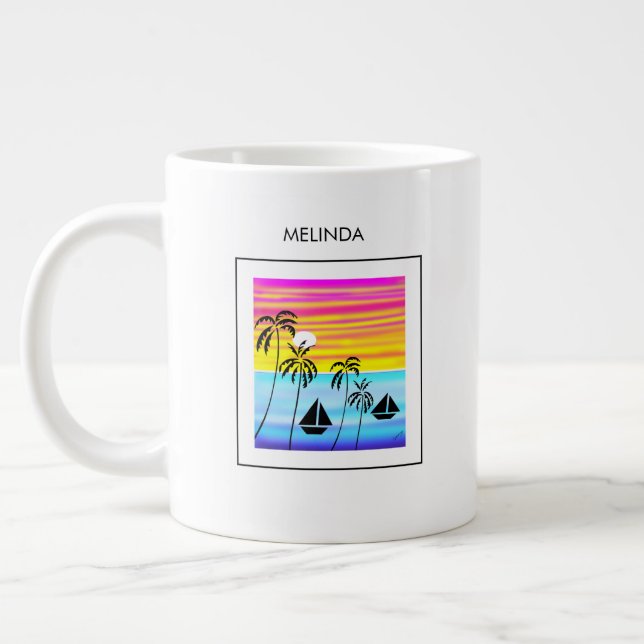 Tropical Sailing Large Coffee Mug (Left)