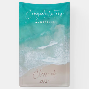 tropical sand beach ocean graduate congratulations banner