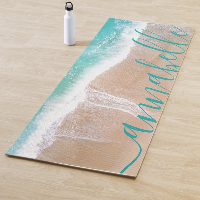 tropical sand beach ocean meditation personalized  yoga mat (In Situ)