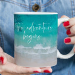 Tropical sand beach ocean personalized adventure coffee mug<br><div class="desc">Tropical sand beach ocean personalised the adventure begins design.</div>