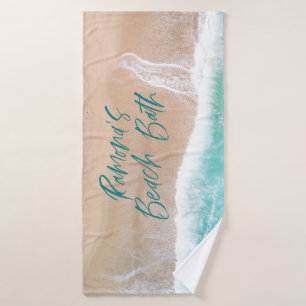 Tropical sand beach ocean sunny waves beach house bath towel