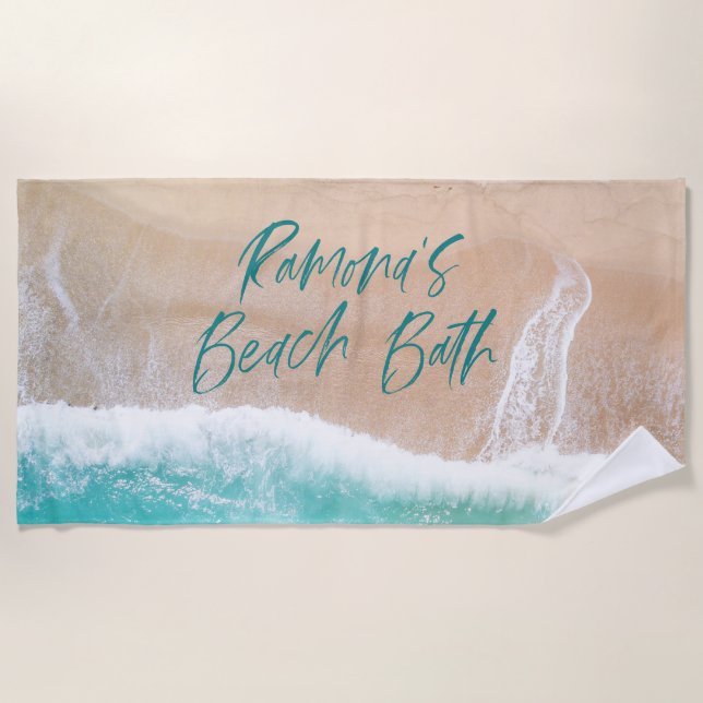 Tropical sand beach ocean sunny waves beach house  beach towel (Front)