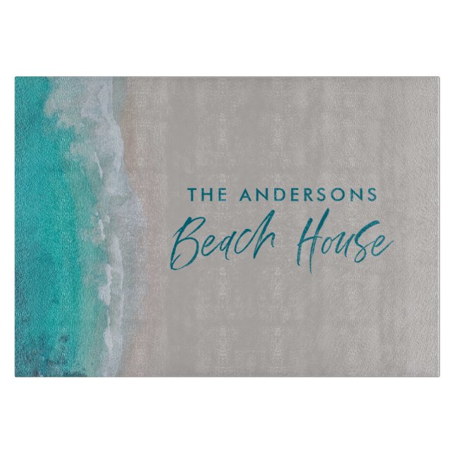 Tropical sand beach ocean sunny waves beach house  cutting board (Front)