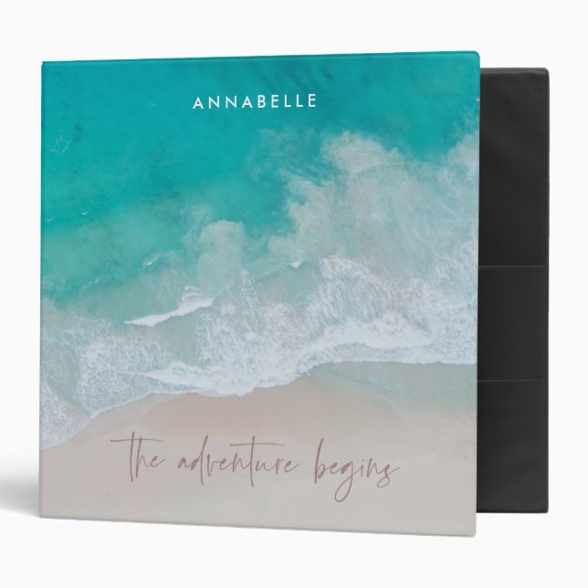 tropical sand beach ocean the adventure begins binder (Front/Inside)