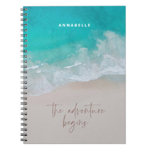 tropical sand beach ocean the adventure begins notebook