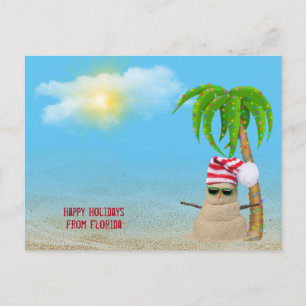 Tropical Sand Man with palm tree Postcard