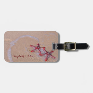 Tropical Sand,Red Starfish Luggage Tag