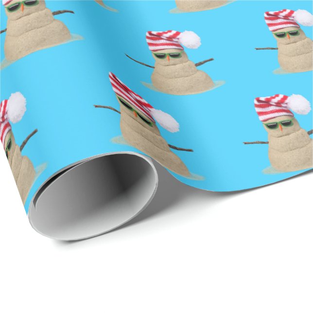 Tropical sand snowman in beach sand wrapping paper (Roll Corner)