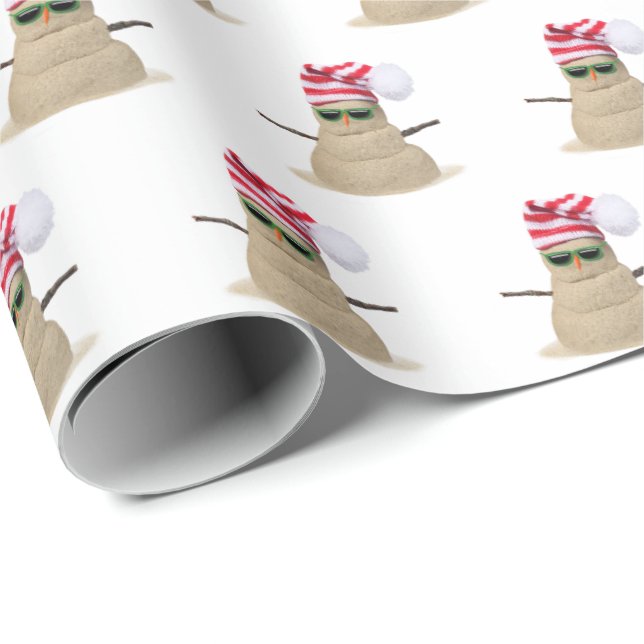 Tropical sand snowman in beach sand wrapping paper (Roll Corner)