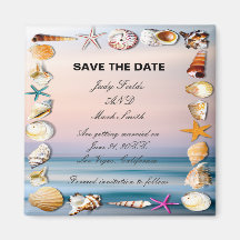Tropical Sandy Beach And Seashells Save The Date