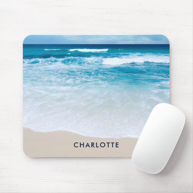 Tropical Sandy Beach Modern Custom Mouse Pad (With Mouse)