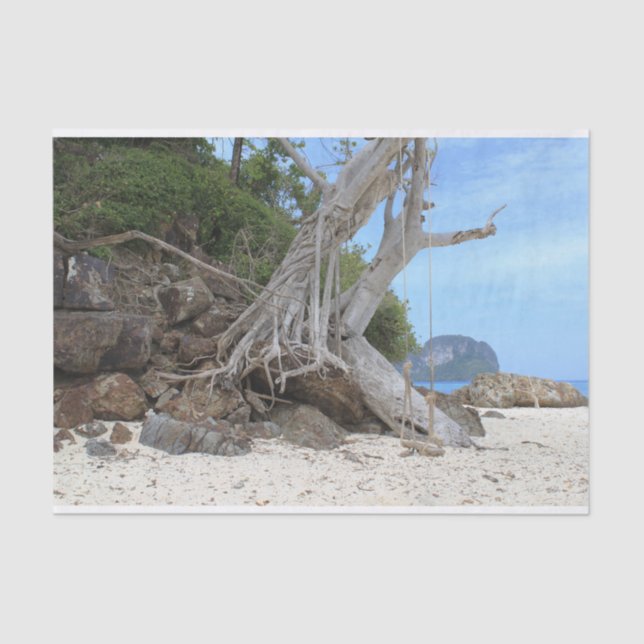 Tropical sandy beach tissue paper (Front)