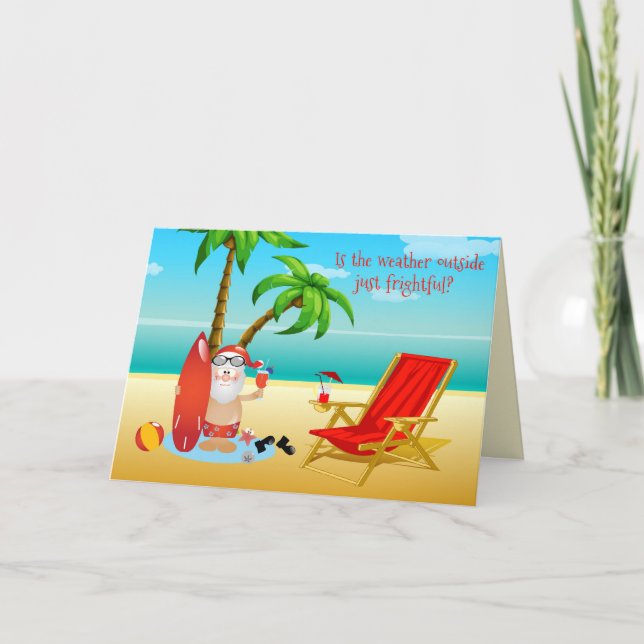 Tropical Santa Christmas Greeting Holiday Card (Front)