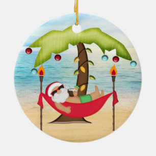 Tropical Santa Christmas Ornament