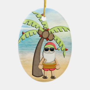 Tropical Santa Christmas Ornament