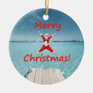 Tropical Santa Christmas Ornament