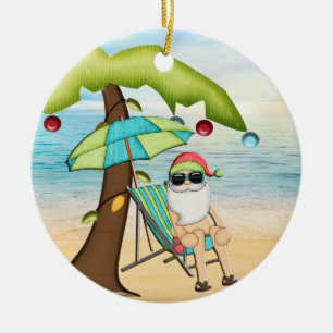 Tropical Santa Christmas Ornament