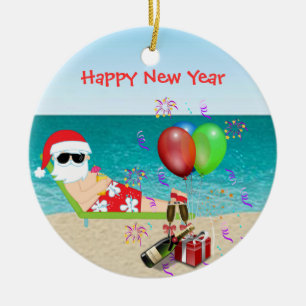 Tropical Santa Christmas Ornament New Years