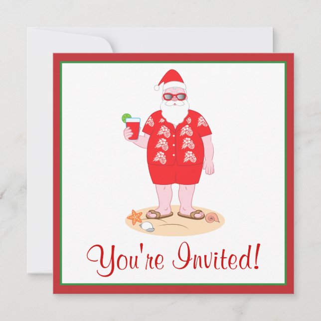 Tropical Santa Claus Invitation (Front)