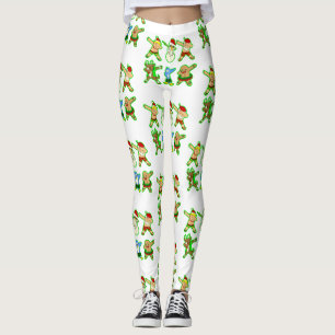 tropical santa claus vacation christmas leggings