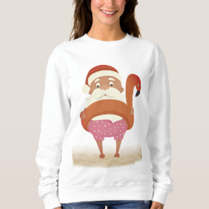 Tropical Santa Graphic Women's Basic Sweatshirt