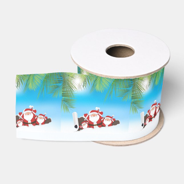 Tropical Santa ribbon Grosgrain Ribbon (Spool)