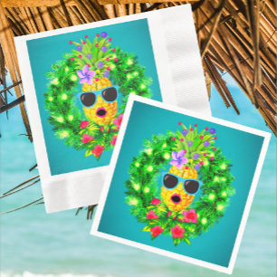 Tropical Sassy Singing Lady Pineapple  Napkin