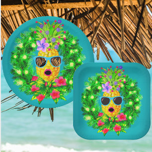 Tropical Sassy Singing Lady Pineapple Paper Plate