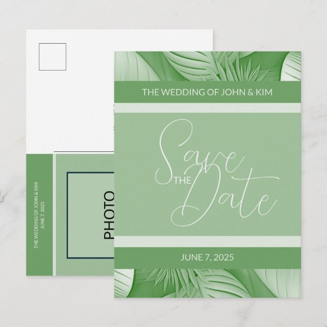 Tropical Save the Date Announcement Photo Postcard (Front/Back)