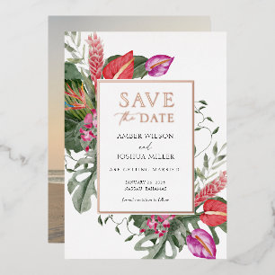 Tropical Save the Date avec Photo Foil Invitation