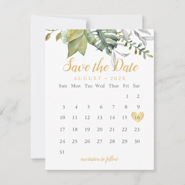 Tropical Save the Date Calendar Invite (Front)