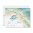 Tropical Save the Date with Watercolor Sea Turtle