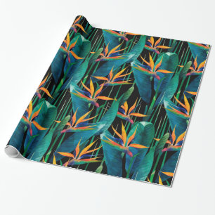 Tropical Schefflera Leaves Imitating Flowers Wrapping Paper