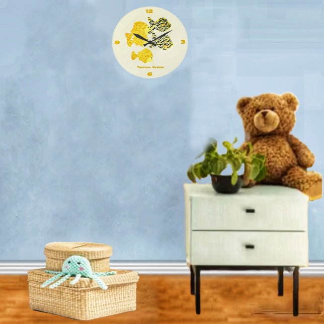 Tropical School Large Clock (A charming, clock for the nursery, or any young child's room!)
