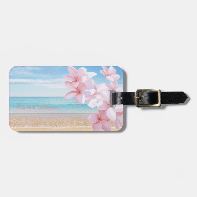 Tropical, Sea, Beach, Hawaiian Flower Luggage Tag (Front Horizontal)