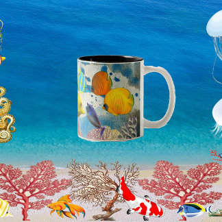 Tropical Sea Colourful Fish Coral Reef Blue Ocean Two-Tone Coffee Mug