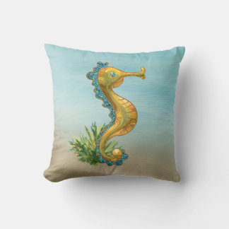 Tropical Sea Horse Throw Pillow