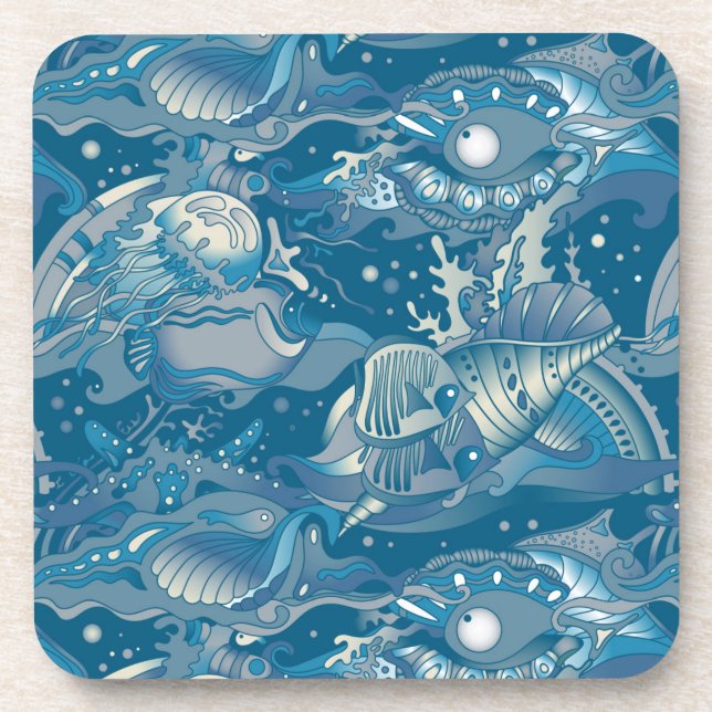 Tropical Sea Pattern Coaster (Front)