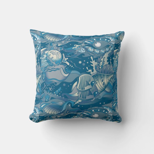 Tropical Sea Pattern Throw Pillow (Front)