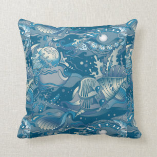 Tropical Sea Pattern Throw Pillow