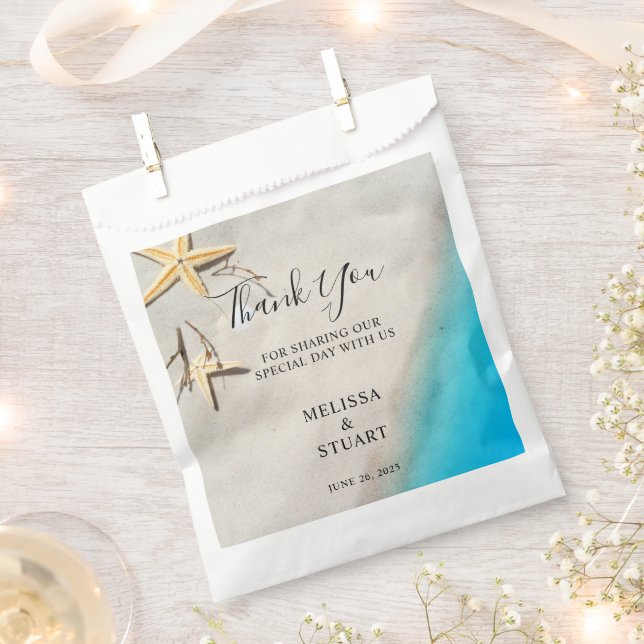 Tropical sea sand starfish beach Thank You wedding Favour Bag (Clipped)