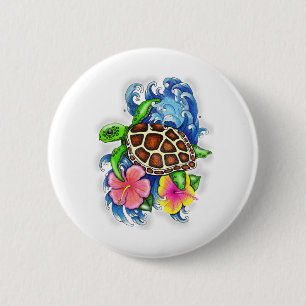 Tropical Sea Turtle 2 Inch Round Button