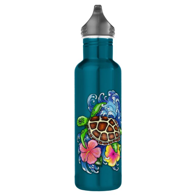 Tropical Sea Turtle and Hibiscus 710 Ml Water Bottle (Right)