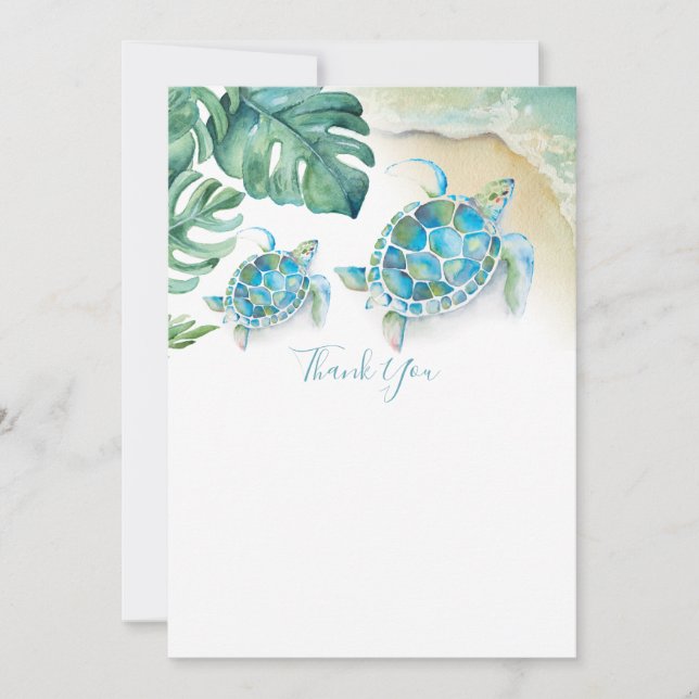 Tropical Sea Turtle Baby Shower Thank You Invitation (Front)
