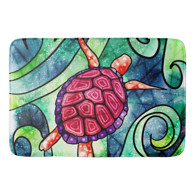 Tropical Sea Turtle  Bath Mat (Front)