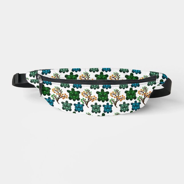 Tropical Sea Turtle Floral Pattern | Coastal Ocean Fanny Pack (Front)
