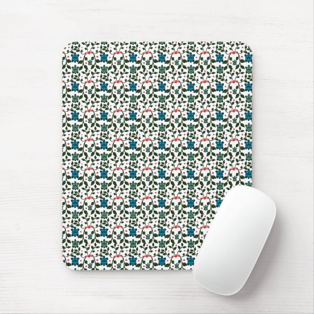 Tropical Sea Turtle Floral Pattern | Coastal Ocean Mouse Pad (With Mouse)