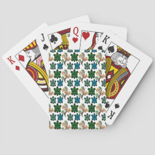Tropical Sea Turtle Floral Pattern Coastal Ocean Playing Cards