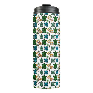 Tropical Sea Turtle Floral Pattern   Coastal Ocean Thermal Tumbler