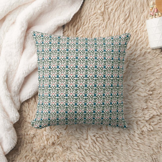 Tropical Sea Turtle Floral Pattern | Coastal Ocean Throw Pillow (Blanket)